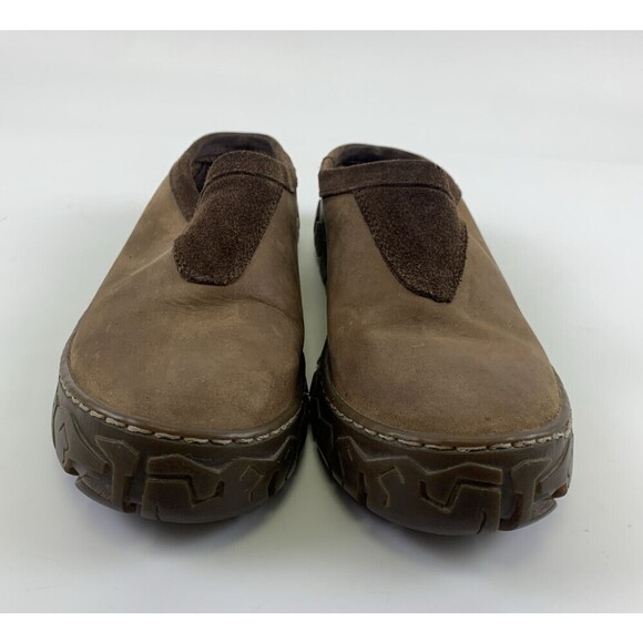 LL Bean Brown Leather Mule Slip On Round Toe Vintage Lug Sole Clog Womens 9 M - Picture 3 of 10